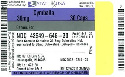 Cymbalta 30 mg Label Image (Cymbalta 30mg Label 42549)